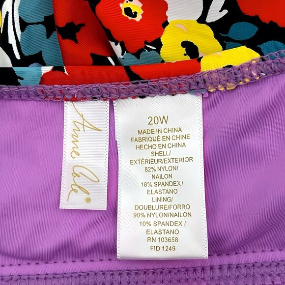 Anne Cole Plus 20W Flower Field Keyhole High‑Neck One‑Piece Swimsuit Swimwear - Picture 9 of 10